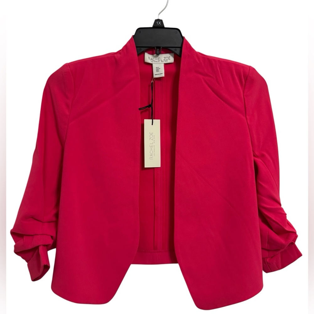 Rachel Zoe hot pink Cropped Blazer Jacket Size S New With Tags Ruched Sleeve